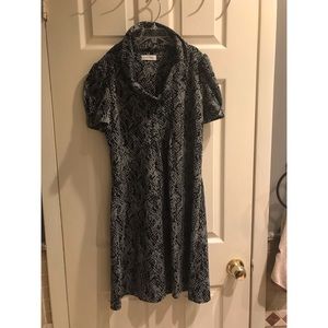 Calvin Klein grey and black pattern dress